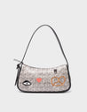 Lucas Hobo Mini Cream Handbag - Pretzel and Cubes Design