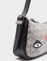 Lucas Hobo Mini Cream Handbag - Pretzel and Cubes Design