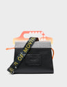 Vali Black Leather Crossbody Handbag Plastic Handle - Urban Pigeon Embroidery