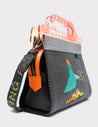 Vali Black Leather Crossbody Handbag Plastic Handle - Urban Pigeon Embroidery